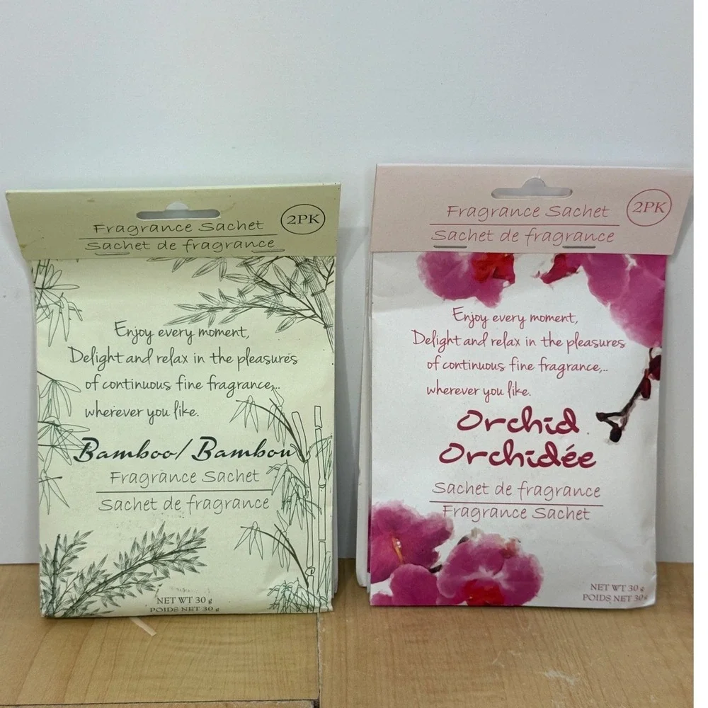 Fragrance Sachet 2-Pack Bamboo and Orchid Scents Home Car Closet Air Freshener